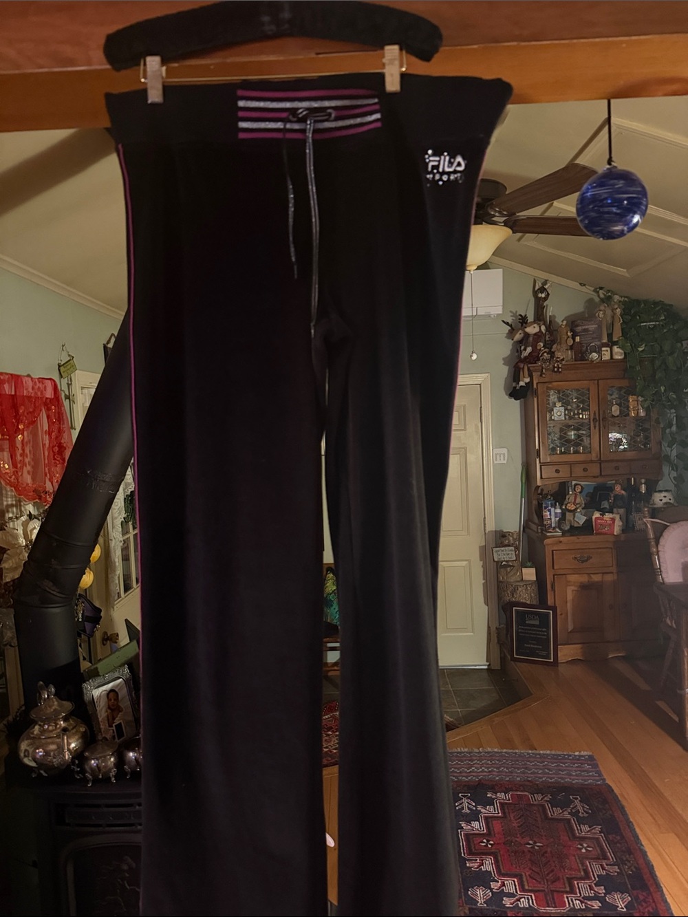 Fila Women’s Black Lounge Pants with Pink Accent